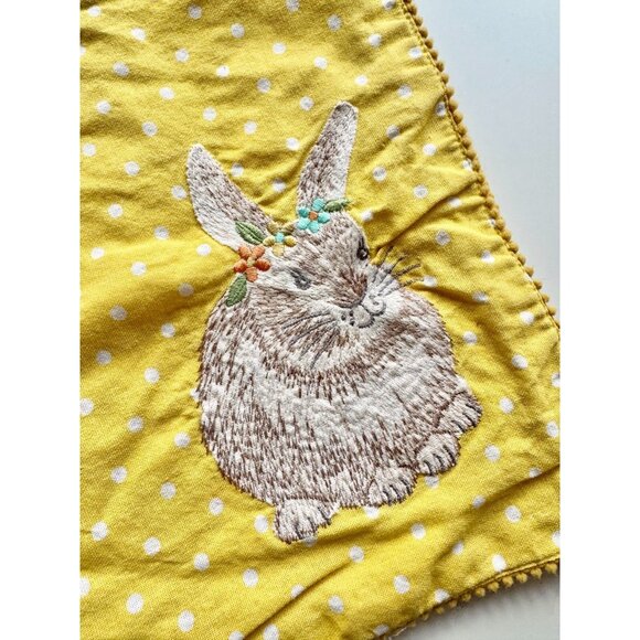Lot of 6 TABITHA WEBB Yellow Polka Dot 100% Cotton Embroidered Bunny Placemats - Picture 4 of 10